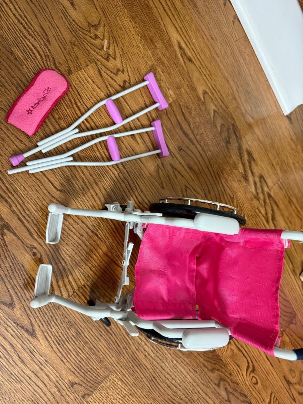 American Girl Doll Pink Wheelchair Set Crutches Leg Cast